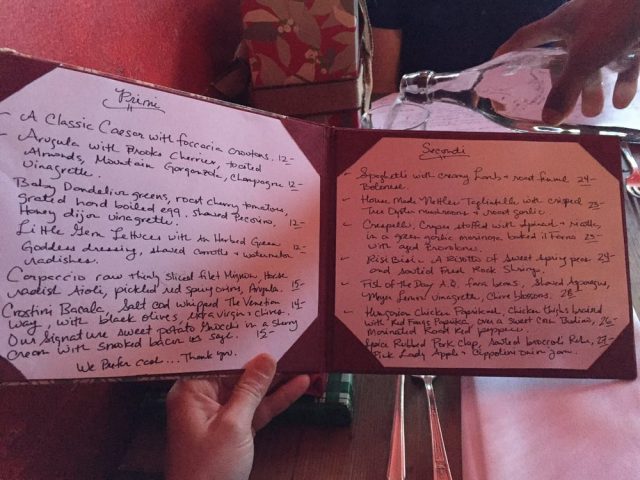 The Hand-Written Menu at Da Flora - Joe Content